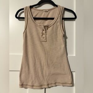 LA MIEL Beige Ribbed Tank Top